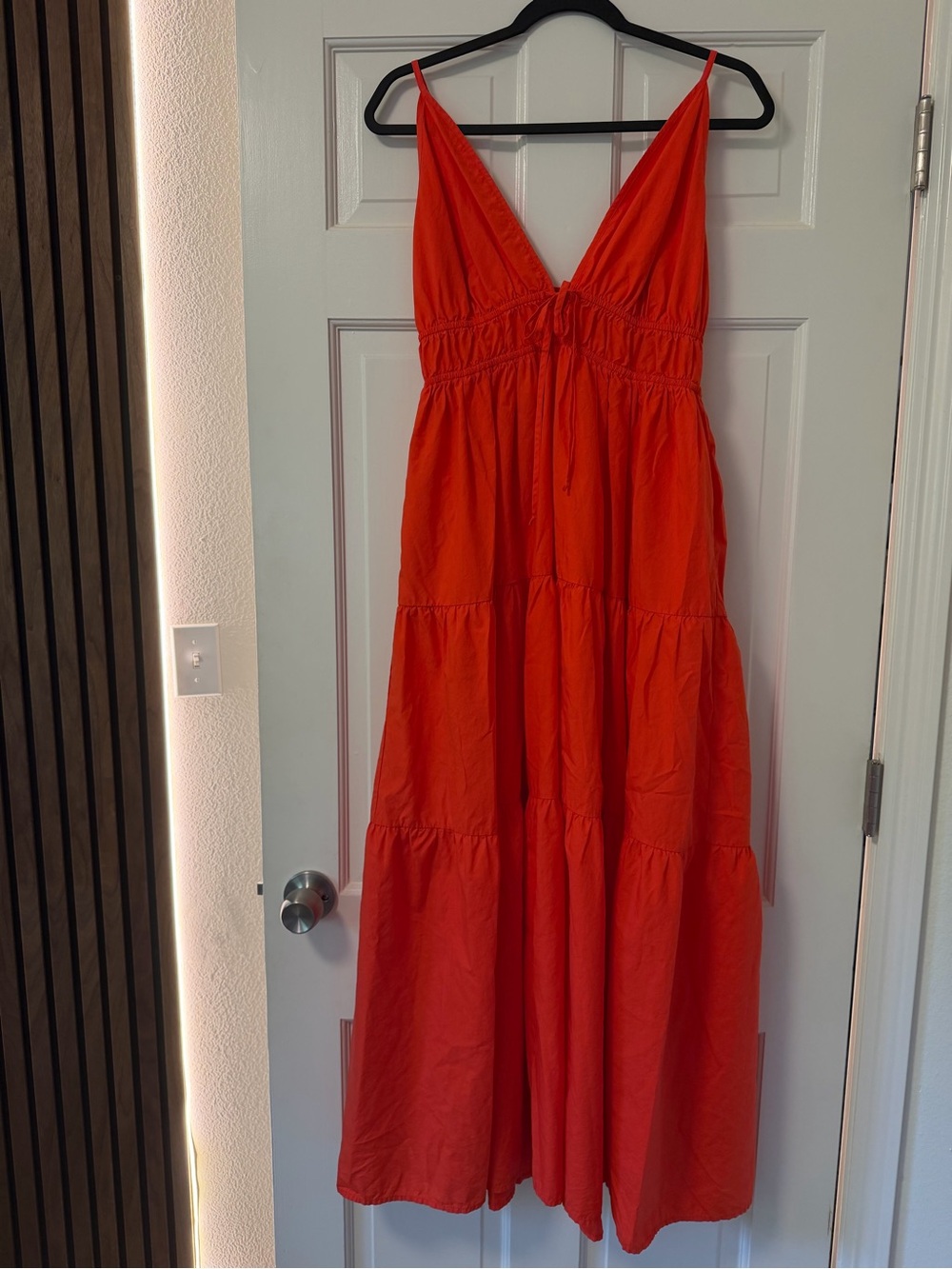 Sleeveless V-Neck Tiered Maxi Dress in Red